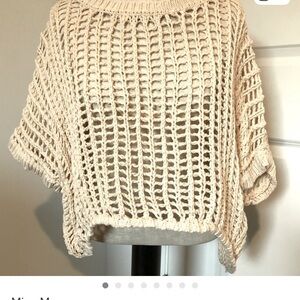 100% Cotton Cream Knit Women's Poncho
